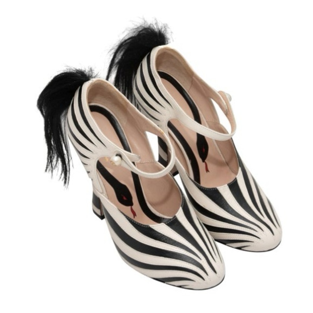 Gucci Lesley Black and White Leather Mary Jane’s